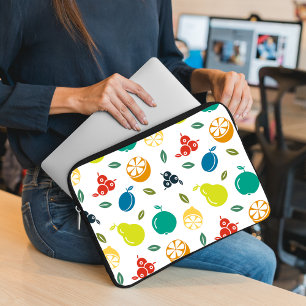 Fruit Pattern, Plum, Orange, Lemon, Pear, Apple Laptop Sleeve