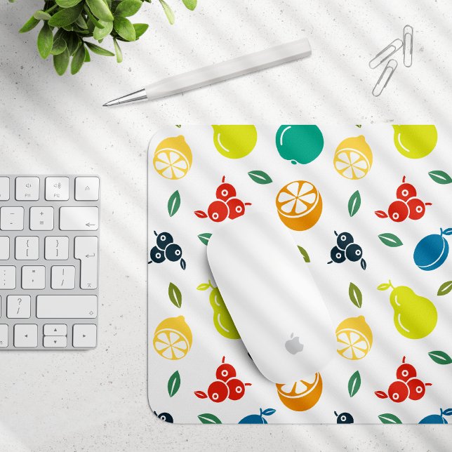 Fruit Pattern, Plum, Orange, Lemon, Pear, Apple Mouse Pad (Creator Uploaded)