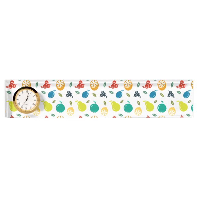 Fruit Pattern, Plum, Orange, Lemon, Pear, Apple Nameplate (Front)
