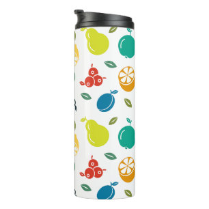 Fruit Pattern, Plum, Orange, Lemon, Pear, Apple Thermal Tumbler