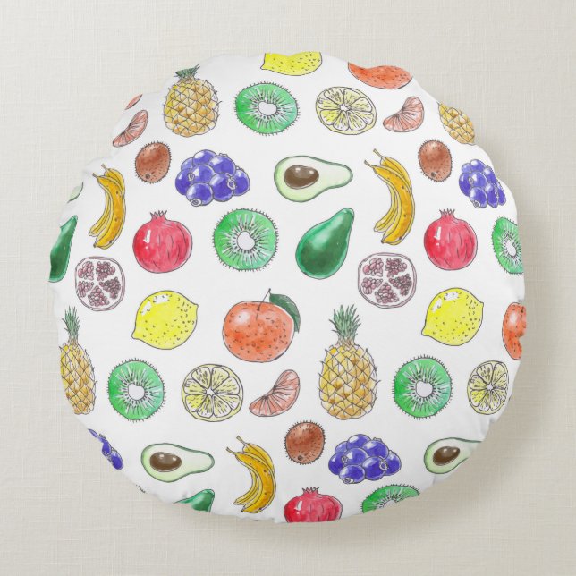 Fruit pattern round pillow (Front)