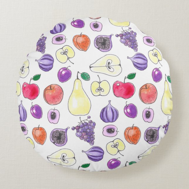 Fruit pattern round pillow (Front)
