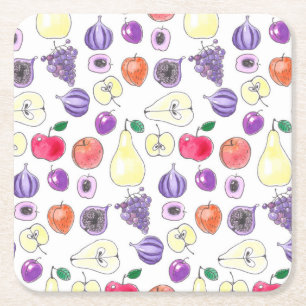 Fruit pattern square paper coaster