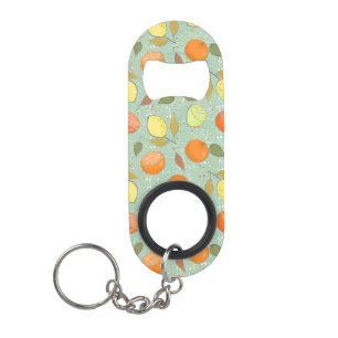 Fruit pattern with lemons, oranges keychain bottle opener
