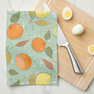 Fruit pattern with lemons, oranges kitchen towel