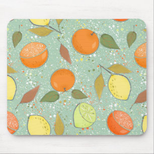 Fruit pattern with lemons, oranges mouse pad