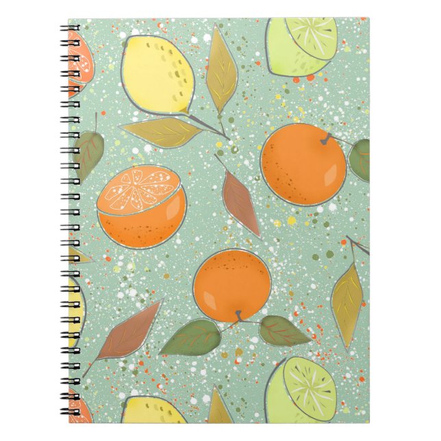Fruit pattern with lemons, oranges notebook (Front)