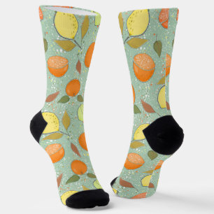 Fruit pattern with lemons, oranges socks