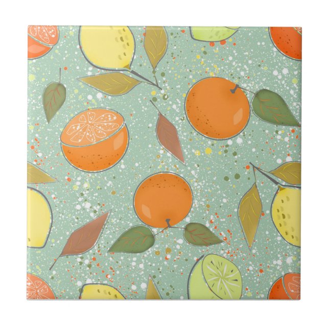Fruit pattern with lemons, oranges tile (Front)