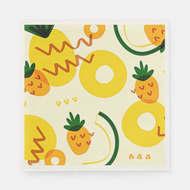 Fruit patterns: Pineapple, orange, and lemon Napkin (Front)