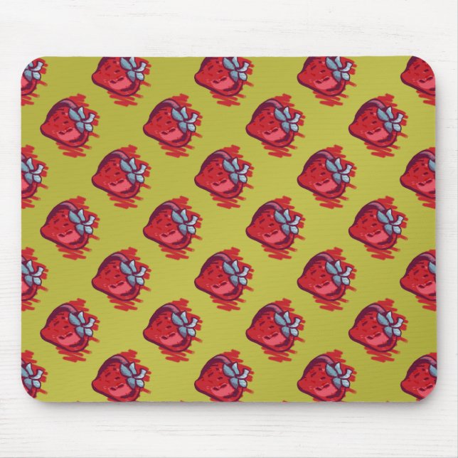Fruit Patterns Strawberries on gold Electrinics Mouse Pad (Front)