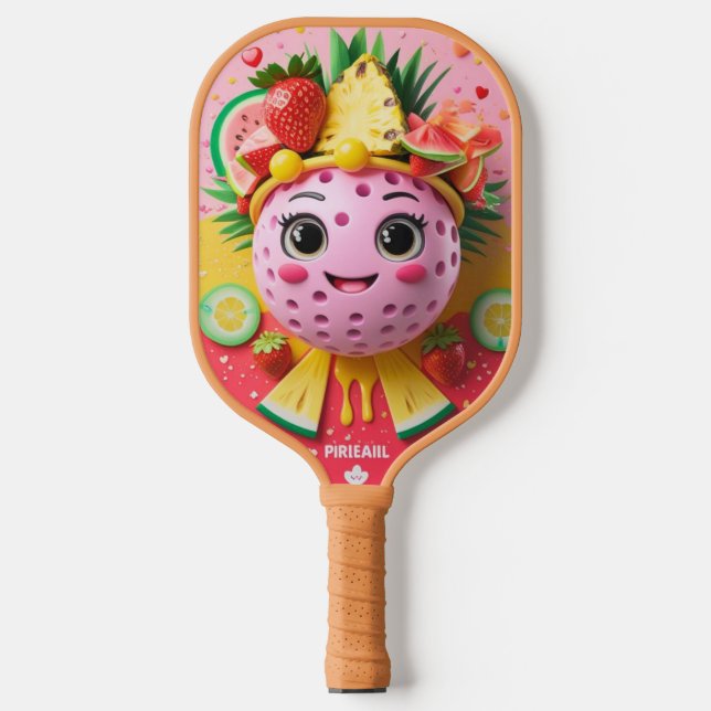 Fruit Pickleball Party – Cute Kawaii Paddle with S (Front)