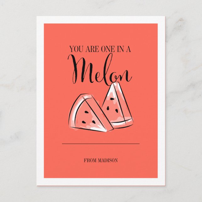 Fruit Pun Melon Valentine Carte postale (Devant)
