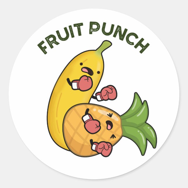 Fruit Punch Funny Drink Pun  Classic Round Sticker (Front)
