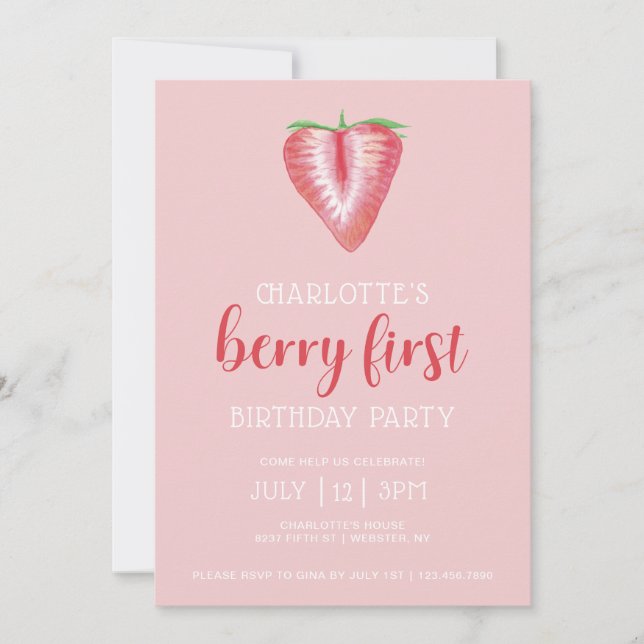 Fruit rose Berry Invitation d'anniversaire (Devant)