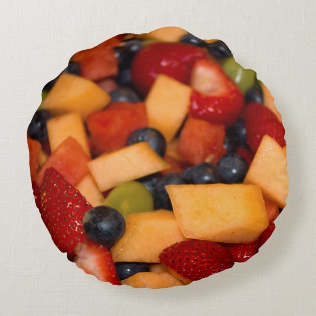 Fruit Salad Food Photography Round Pillow (Back)