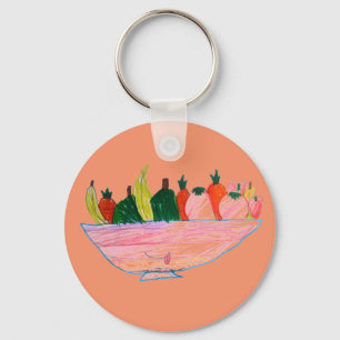 Fruit Salad funny cartoon art Keychain