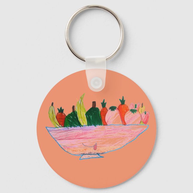 Fruit Salad funny cartoon art Keychain (Front)