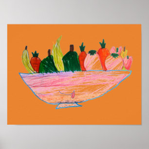 Fruit Salad funny cartoon art Poster