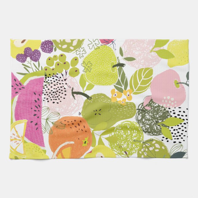 Fruit salad; summer fruit collage  kitchen towel (Horizontal)