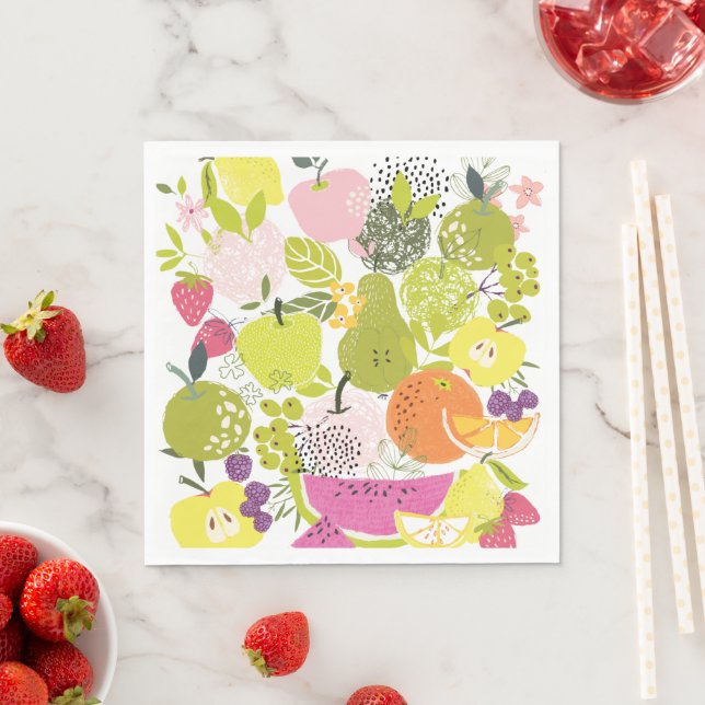 Fruit salad; summer fruit collage  napkin (Insitu)