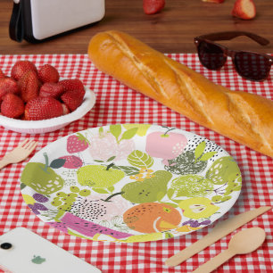 Fruit salad; summer fruit collage paper plate