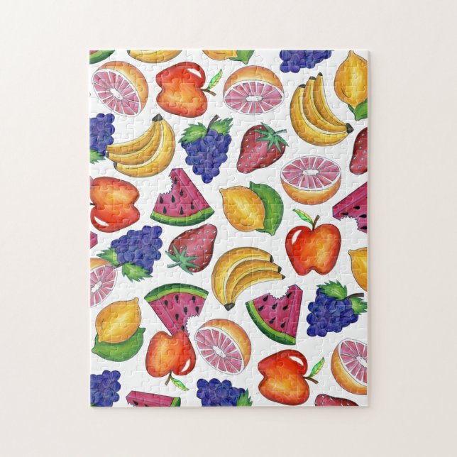 Fruit Salad Watermelon Lime Grape Strawberry Apple Jigsaw Puzzle (Vertical)