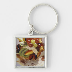 Fruit salad with ice cream. keychain