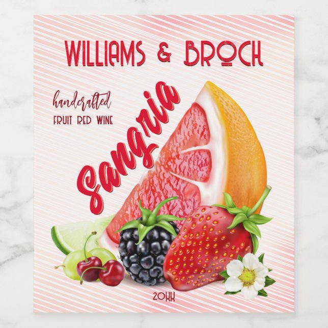 Fruit Sangria Wedding Wine Label (Single Label)