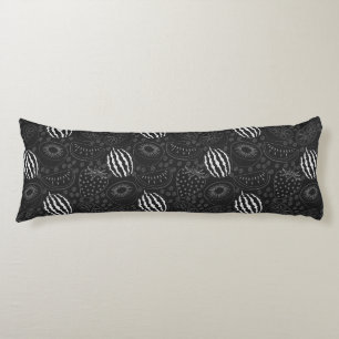 Fruit seamless pattern black and white Tropical Body Pillow