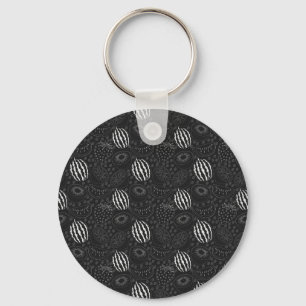 Fruit seamless pattern black and white Tropical Keychain