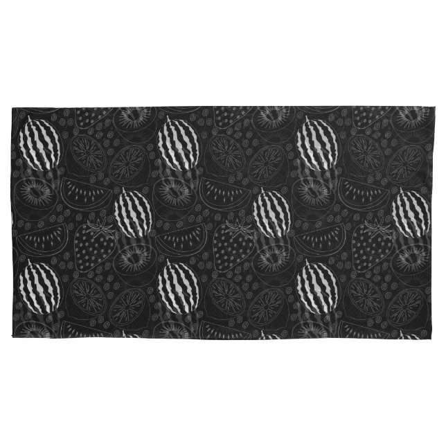 Fruit seamless pattern black and white Tropical Pillowcase (Front-Left)