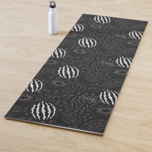 Fruit seamless pattern black and white Tropical Yoga Mat
