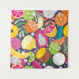 Fruit seamless pattern, collection of exotic tropi tapestry