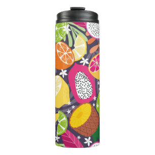 Fruit seamless pattern, collection of exotic tropi thermal tumbler