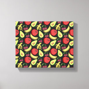 Fruit seamless pattern colourful tropical fruit canvas print