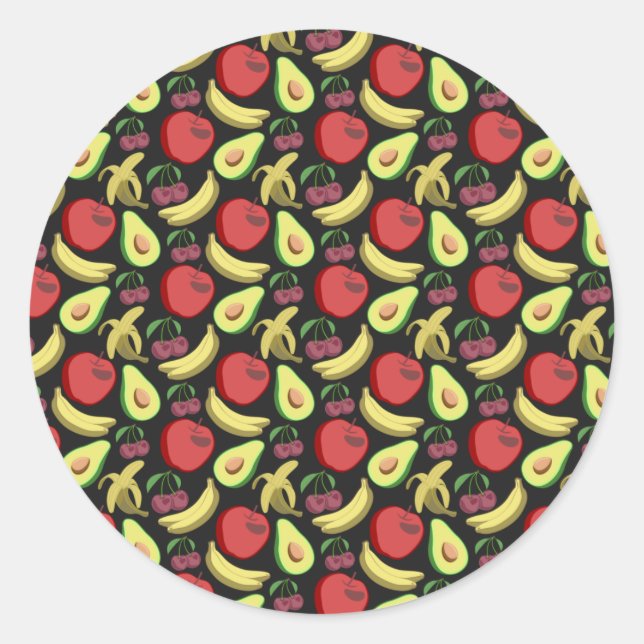 Fruit seamless pattern | colourful tropical fruit classic round sticker (Front)