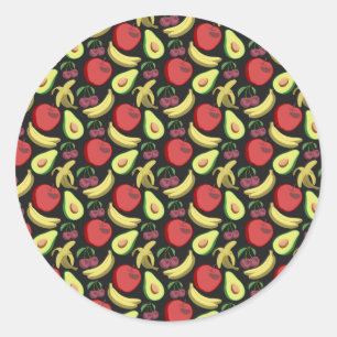Fruit seamless pattern   colourful tropical fruit classic round sticker