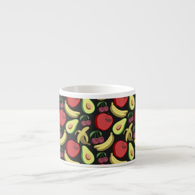 Fruit seamless pattern | colourful tropical fruit espresso cup (Front)