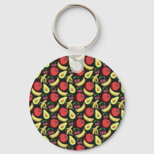 Fruit seamless pattern colourful tropical fruit keychain