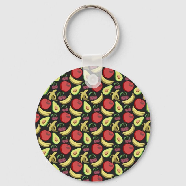 Fruit seamless pattern | colourful tropical fruit keychain (Front)