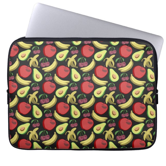 Fruit seamless pattern | colourful tropical fruit laptop sleeve (Front)