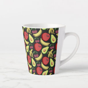 Fruit seamless pattern colourful tropical fruit latte mug