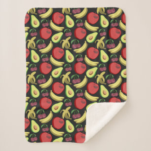 Fruit seamless pattern colourful tropical fruit sherpa blanket