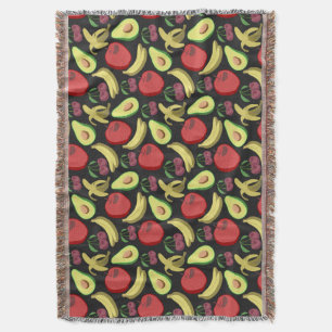 Fruit seamless pattern   colourful tropical fruit throw blanket