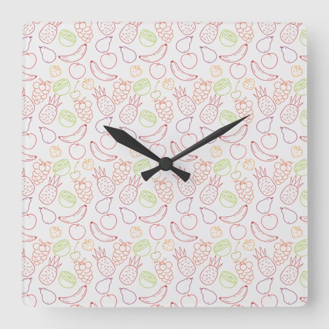 Fruit seamless pattern | Fruit surface pattern 12 Square Wall Clock (Front)