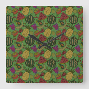 Fruit seamless pattern Fruit surface pattern 19 Square Wall Clock