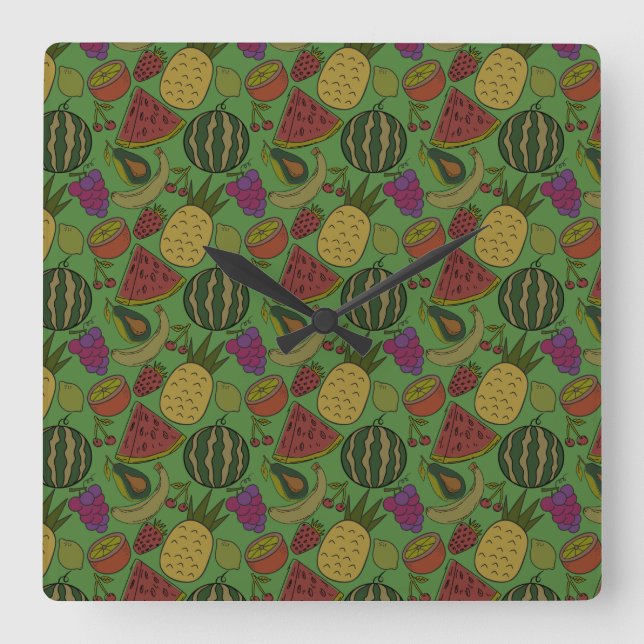 Fruit seamless pattern | Fruit surface pattern 19 Square Wall Clock (Front)