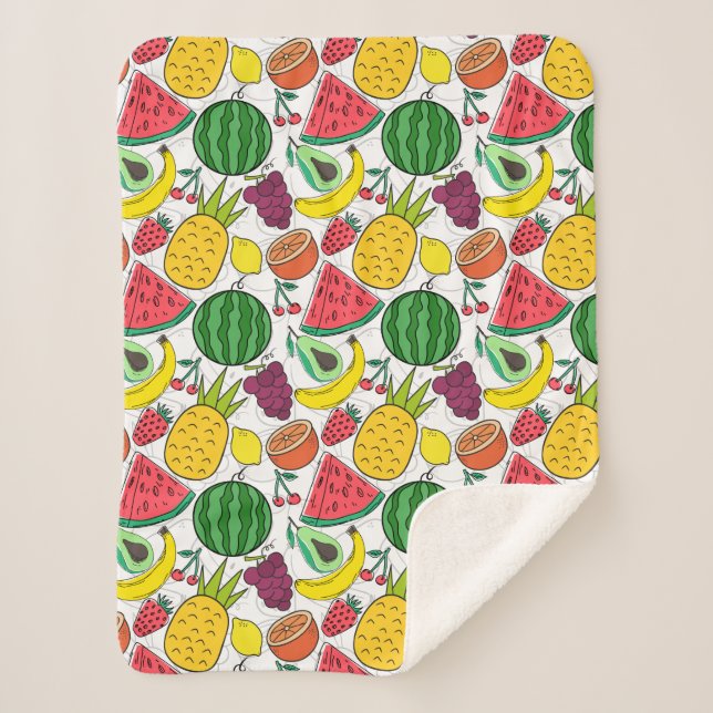 Fruit seamless pattern | Fruit surface pattern 22 Sherpa Blanket (Front)