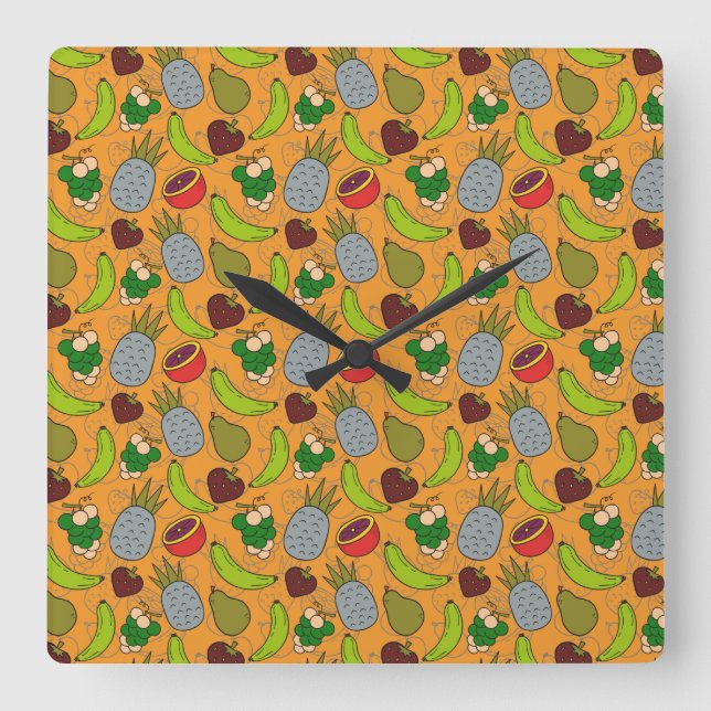 Fruit seamless pattern | Fruit surface pattern 23 Square Wall Clock (Front)